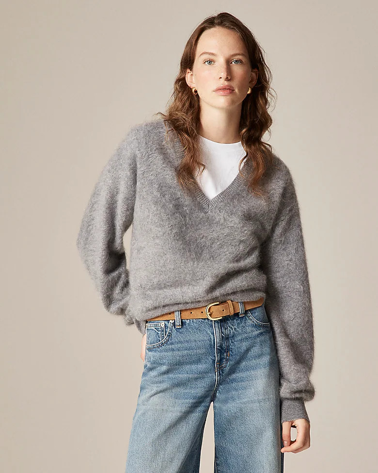 Brushed cashmere V-neck sweater | J. Crew US
