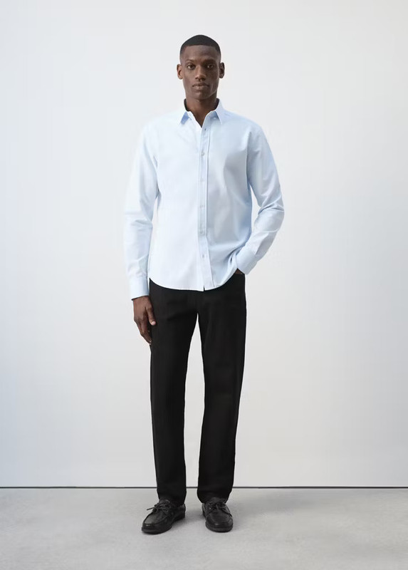 Sky blue 100% cotton Oxford shirt