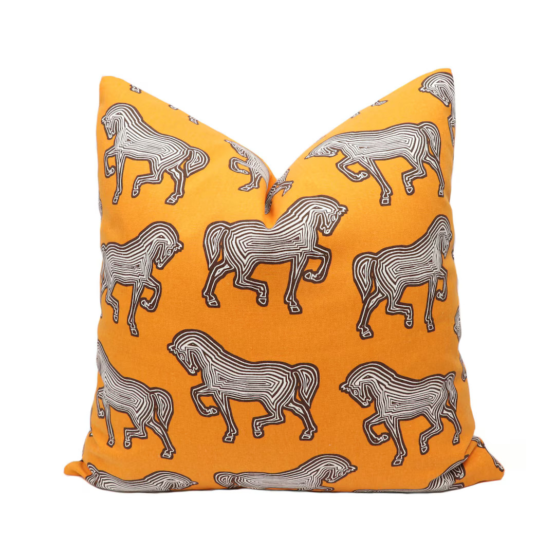 Schumacher Faubourg Horse Pillow Cover in Orange 178010 // Designer Pillow // High End Pillow // ... | Etsy (US)