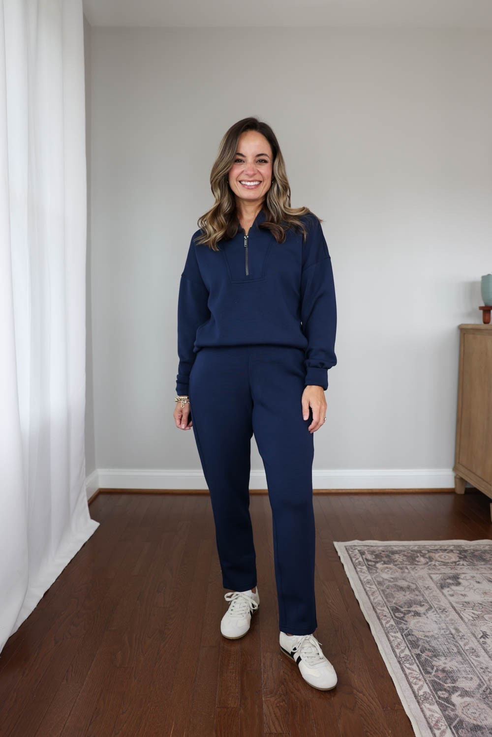 A look at the fit of a few AirEssentials pieces from Spanx on my petite frame! 

Jumpsuit: petite xs - size down if between sizes 
Straight pants: petite xs - 26” inseam 
Sweatshirt: xs - size down if possible

#LTKPetite