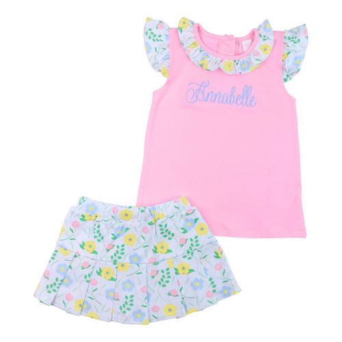 Yellow And Blue Floral Tennis Set | Cecil and Lou