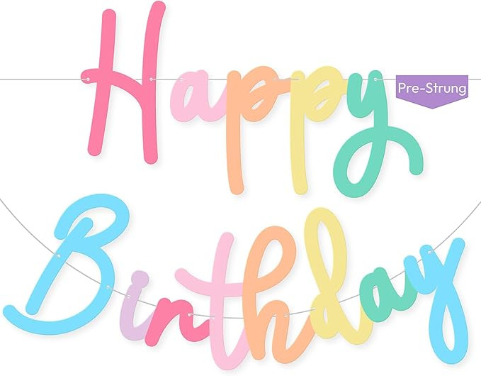 HOUSE OF PARTY Happy Birthday Banner | Cursive Birthday Sign for Party Decor, Backdrop | Paper Ba... | Amazon (US)
