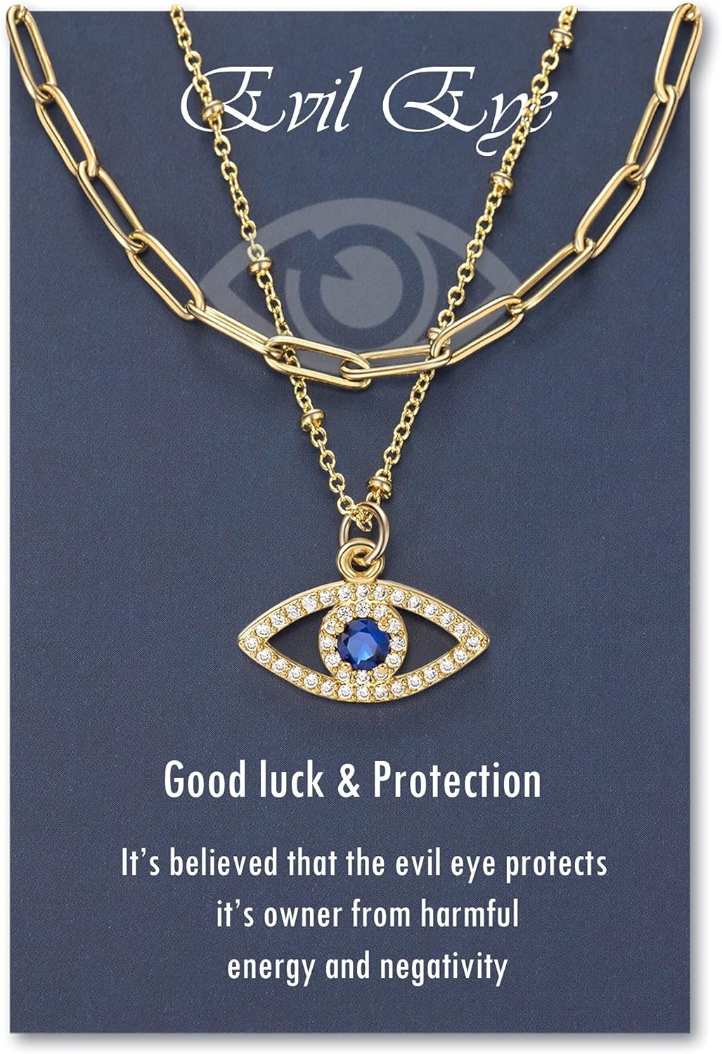 PPJew Layered Evil Eye Necklaces for Women 18K Gold Plated Dainty Chocker Necklace Delicate Jewel... | Amazon (US)