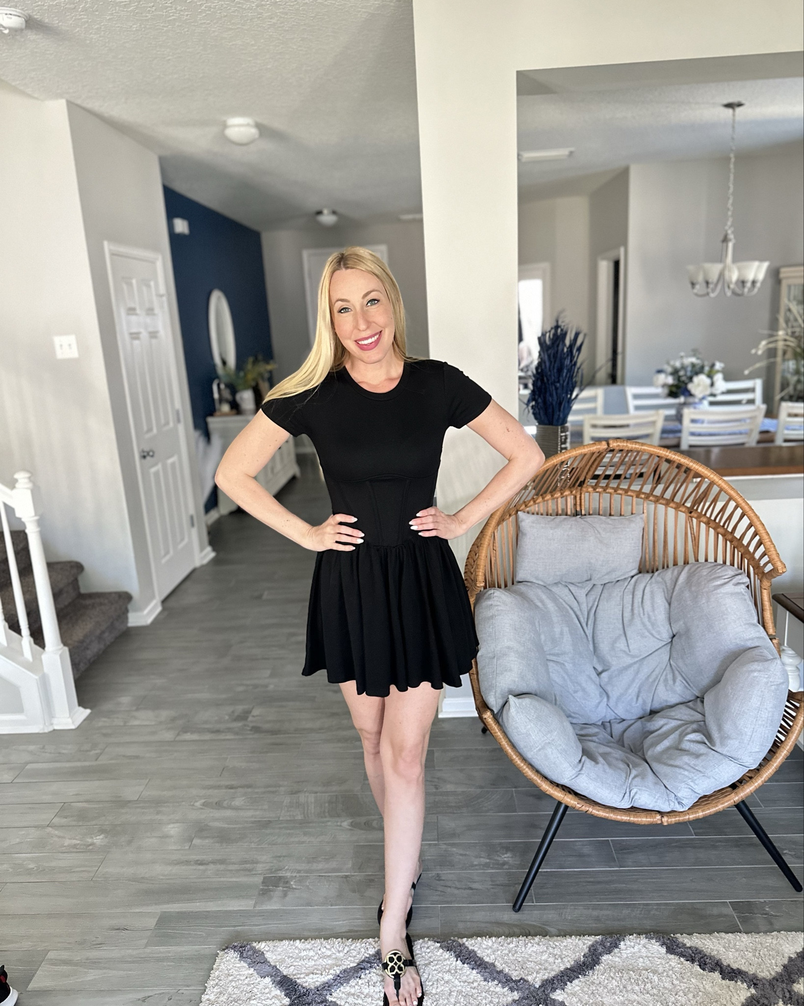 Can never have enough little black dresses 
🩵 made with a fitted top so it has an invisible zipper up the side 
🩵full and fun swing skirt 

#LTKstyletip #LTKworkwear #LTKfindsunder50