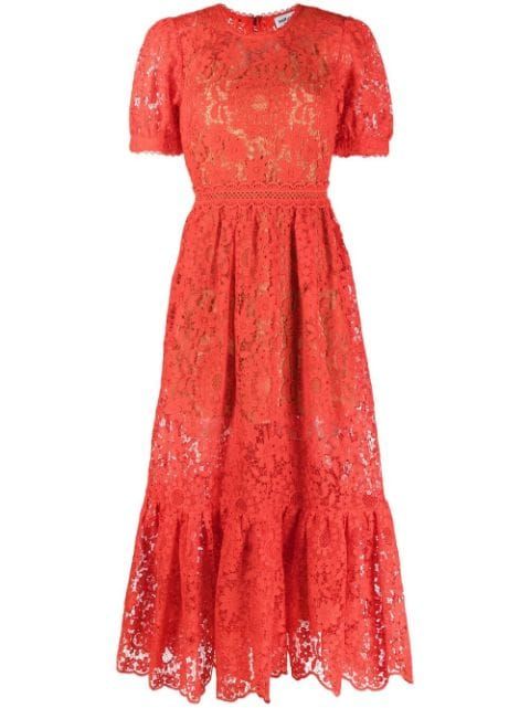 floral lace midi dress | Farfetch (US)