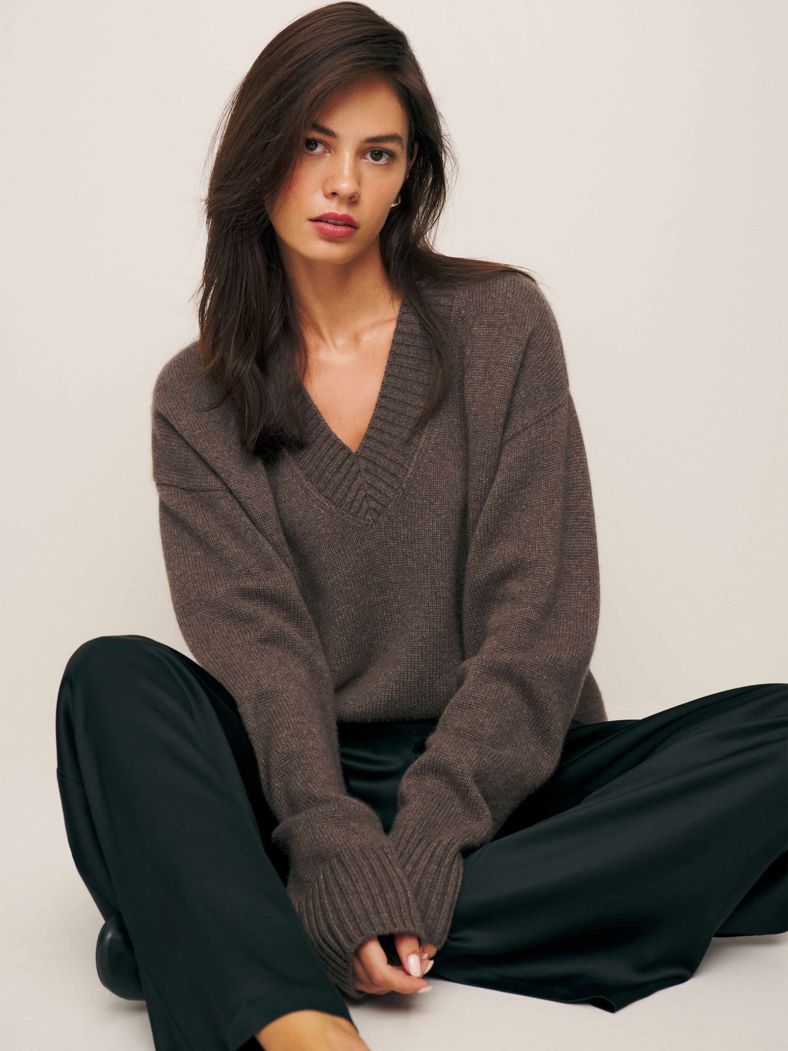 Jadey Oversized V-Neck Sweater | Reformation (Global)