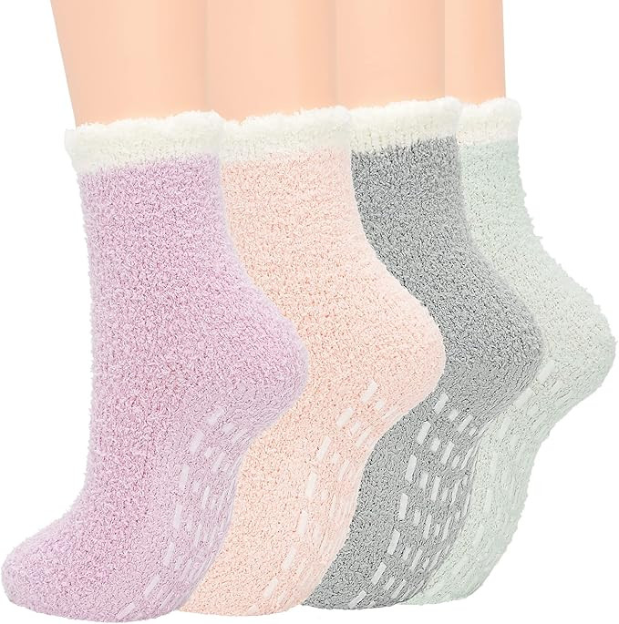 Zando Womens Fuzzy Socks Winter Slipper Socks Non-Slip Grip Socks Warm Fleece Socks Non Skid Sock... | Amazon (US)