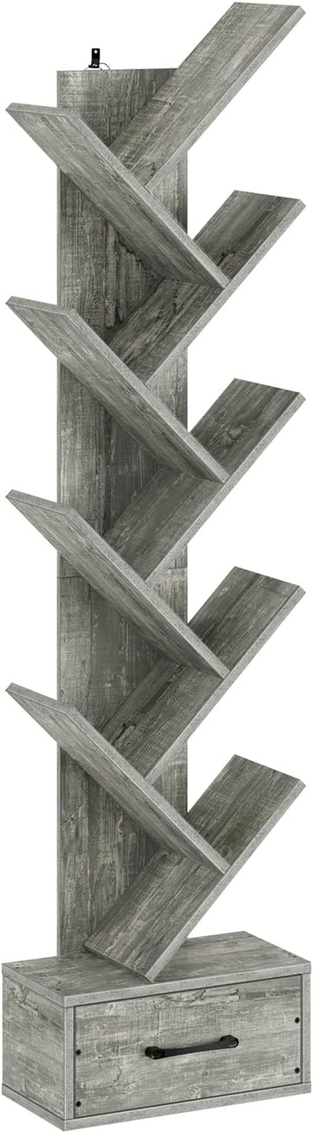 Rolanstar Tree Bookshelf with Drawer, Free Standing Bookcase, Display Floor Standing Storage Shel... | Amazon (US)