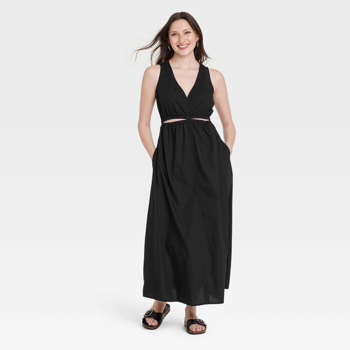 Women's Cut-Out Maxi A-Line Dress - Universal Thread™ Black XS | Target
