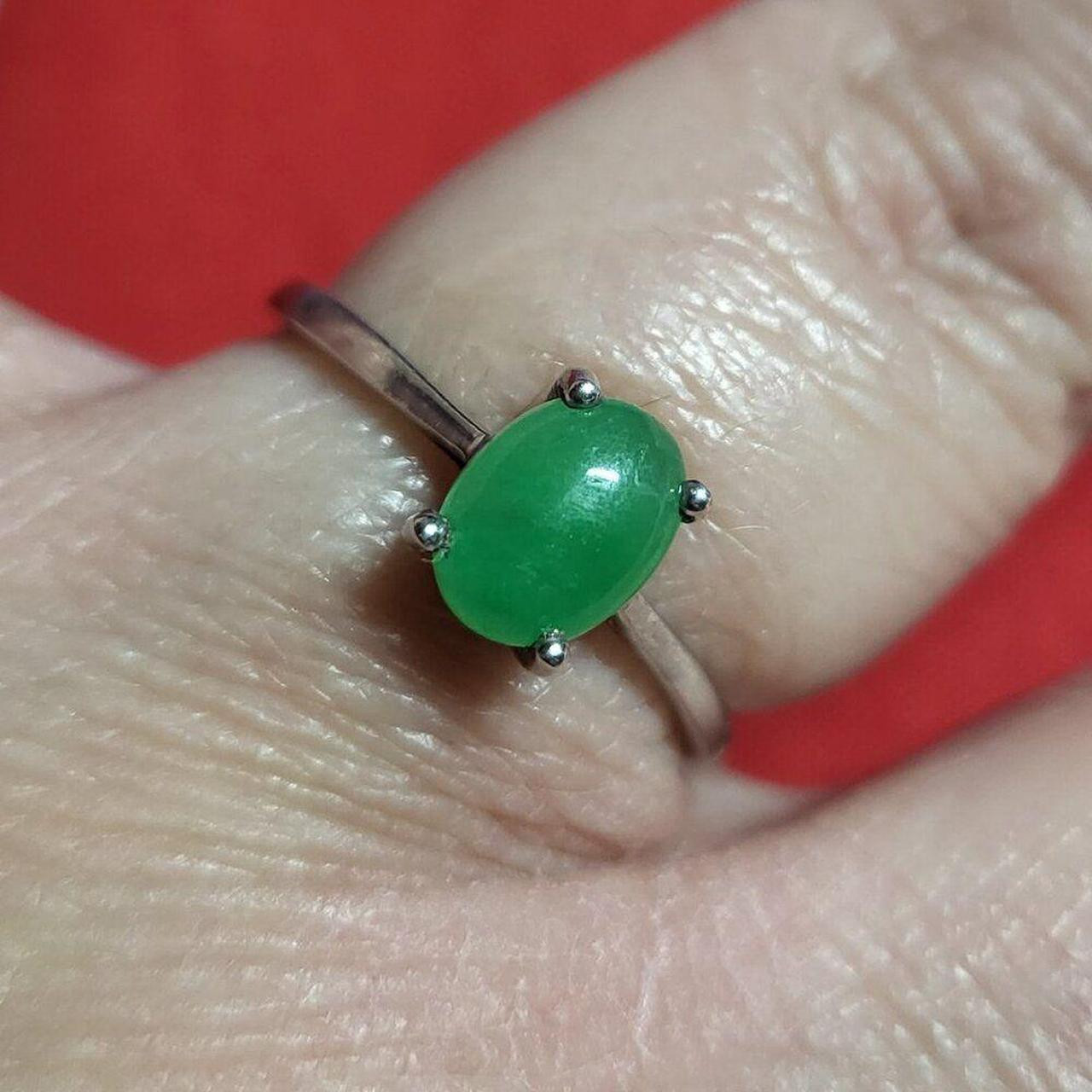 Source Unknown Women's Ring - Green/Silver | Depop US