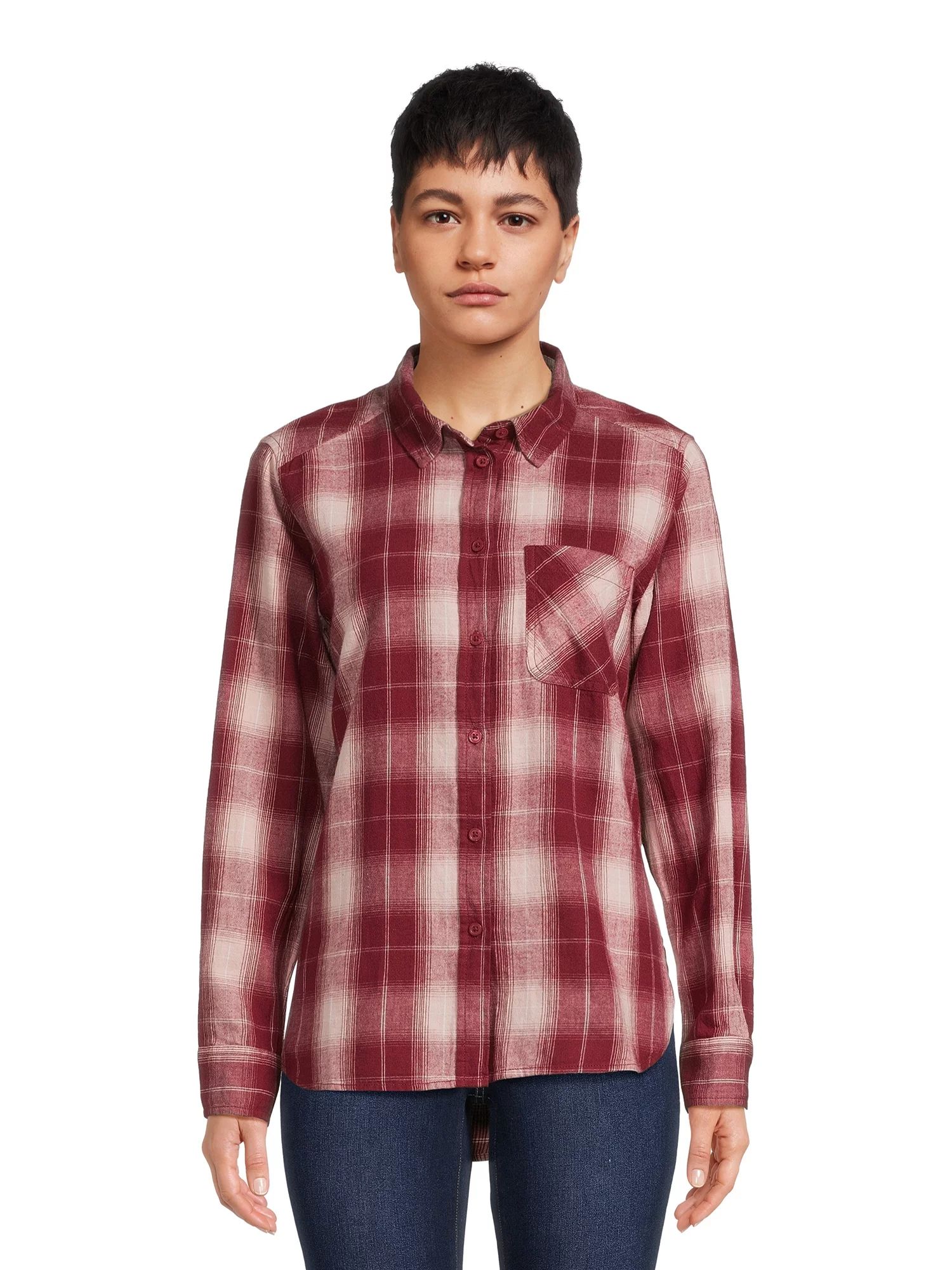 Time and Tru Women's Button Down Flannel Shirt, Sizes XS-3XL | Walmart (US)