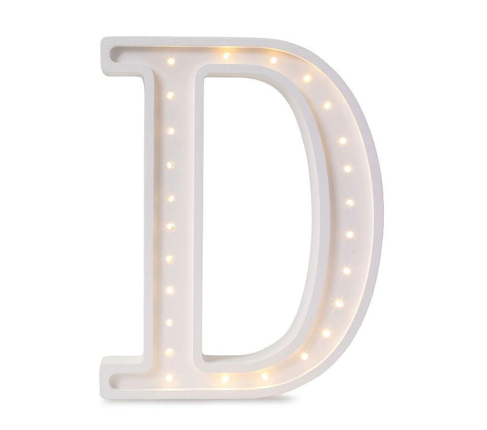 Little Lights Letter Lamp, Natural Wood, Large, D | Pottery Barn Kids