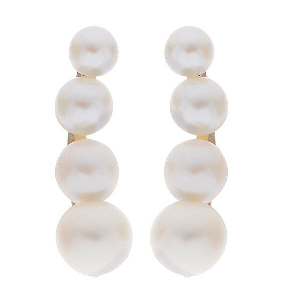 Pearls For You 14k Yellow Gold Graduated Freshwater Pearl Ear Climber Earring | Bed Bath & Beyond