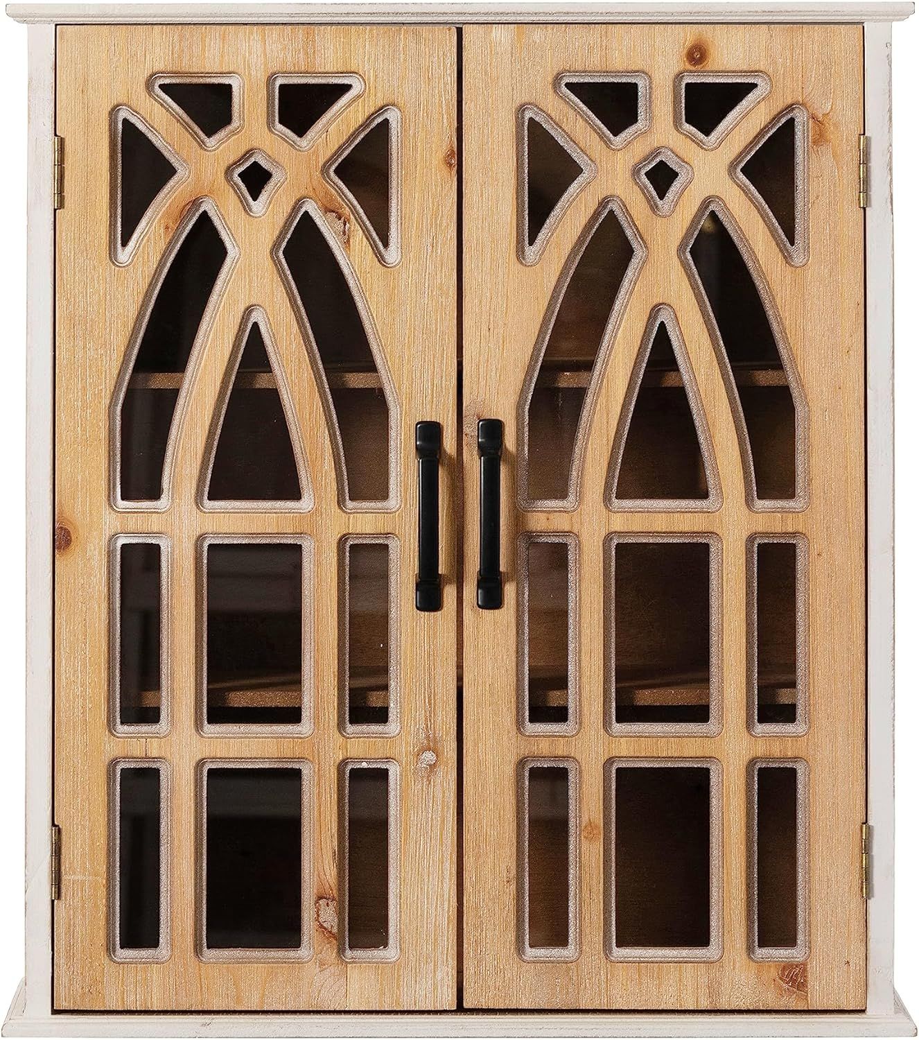 Haigopa Double Door Vintage Cabinet Wall Mounted, Rustic Wood Wall Storage Hanging Cabinet Glass ... | Amazon (US)