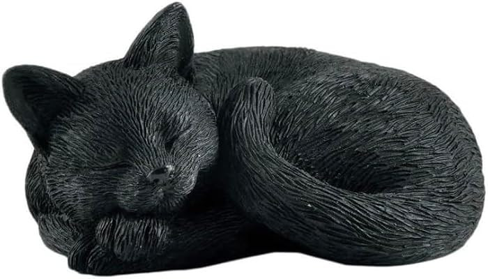 JFSM INC. 3" Sleeping Black Cat Curled Up Hand Painted Mini Figurine | Amazon (US)