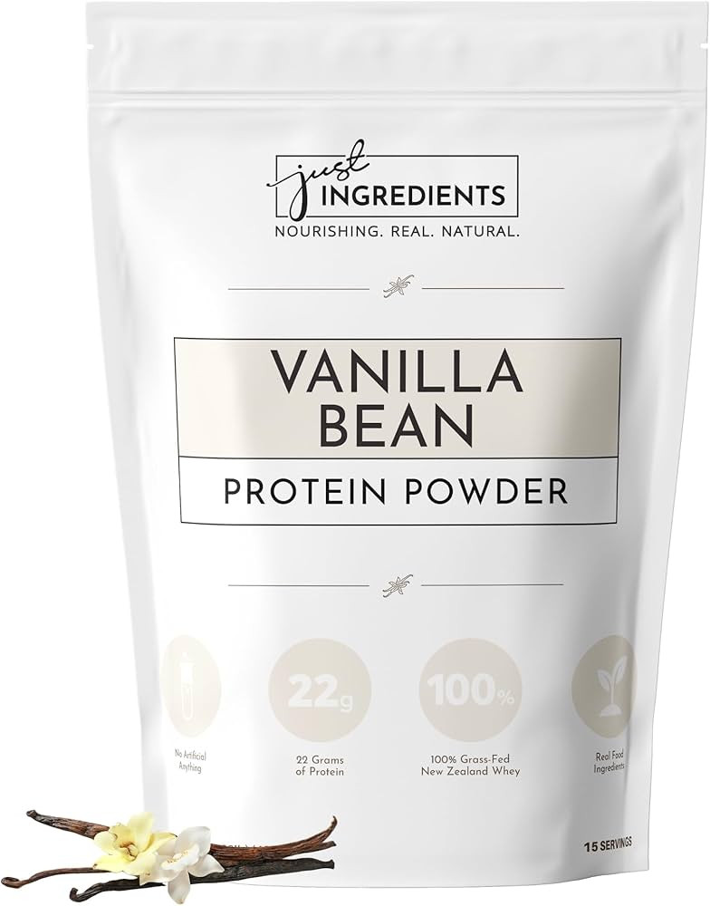 JUST INGREDIENTS Vanilla Protein Powder - Grass-Fed Whey Blend, Organic, Gluten Free - 15 Serving... | Amazon (US)