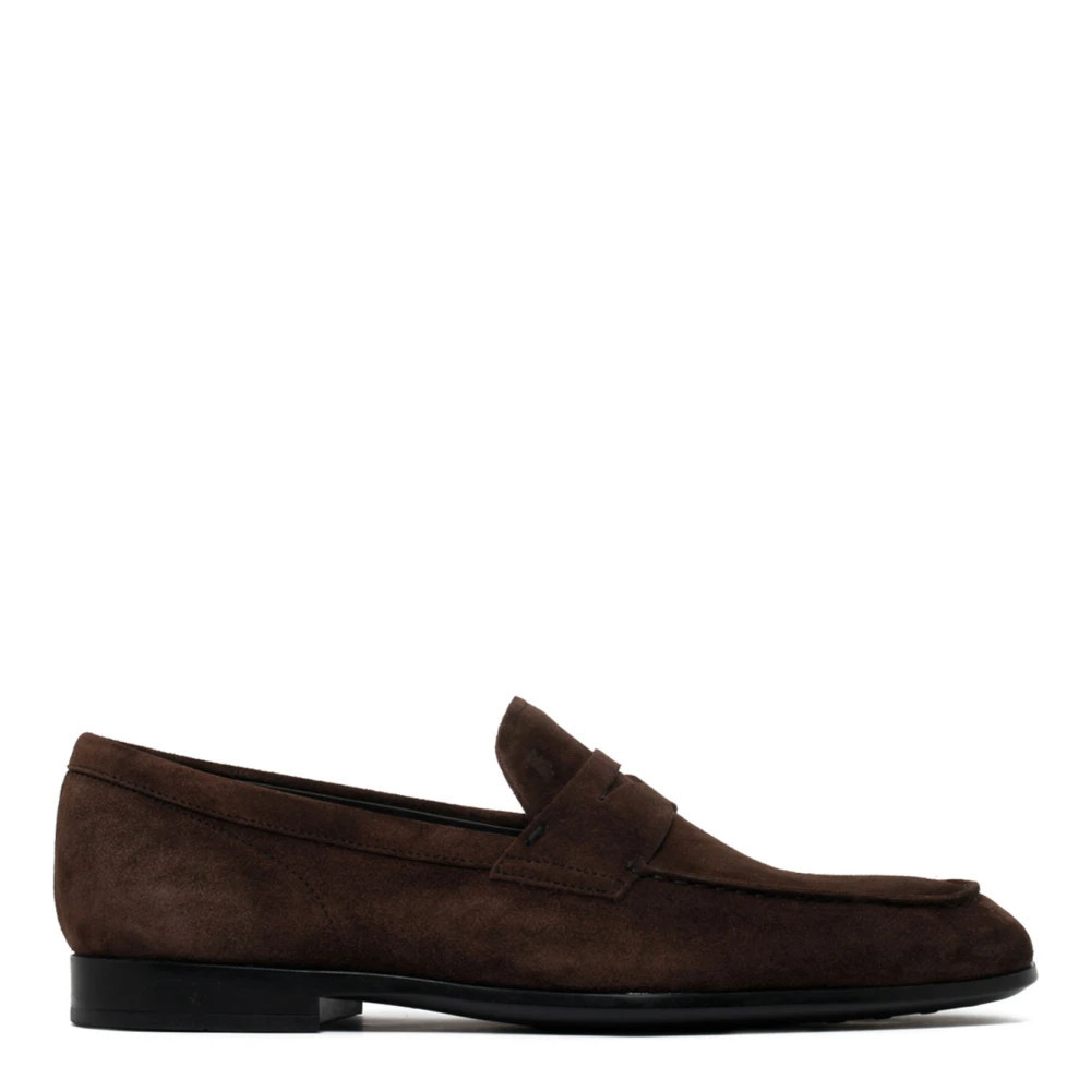 Dunkelbraune Wildleder-Loafer mit niedrigem Absatz | Miinto DE