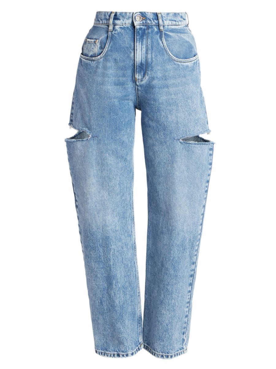 Wide-Leg Slashed Cut-Out Jeans | Saks Fifth Avenue