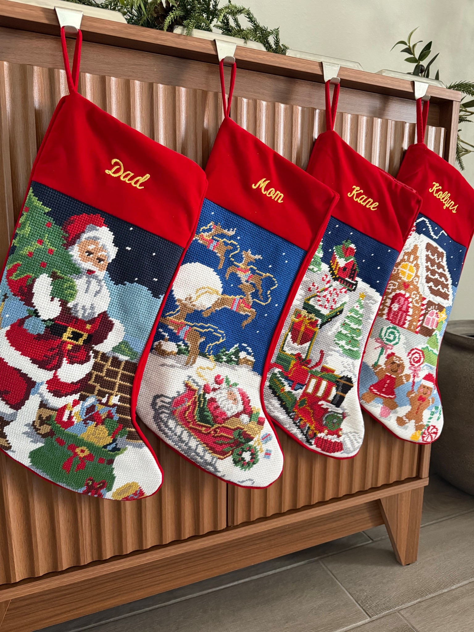 These personalized, needle point Christmas stockings 😍 you can chose the thread color and font! These are embroidered with gold thread. cannot wait to use these for years to come! 

90s Christmas, nostalgic, Christmas memories, Christmas decor, throwback christnasChristmas 

#LTKHoliday #LTKHome #LTKSeasonal