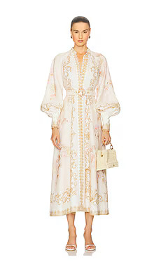 Zimmermann Buttoned Midi Dress in Cream Peony from Revolve.com | Revolve Clothing (Global)
