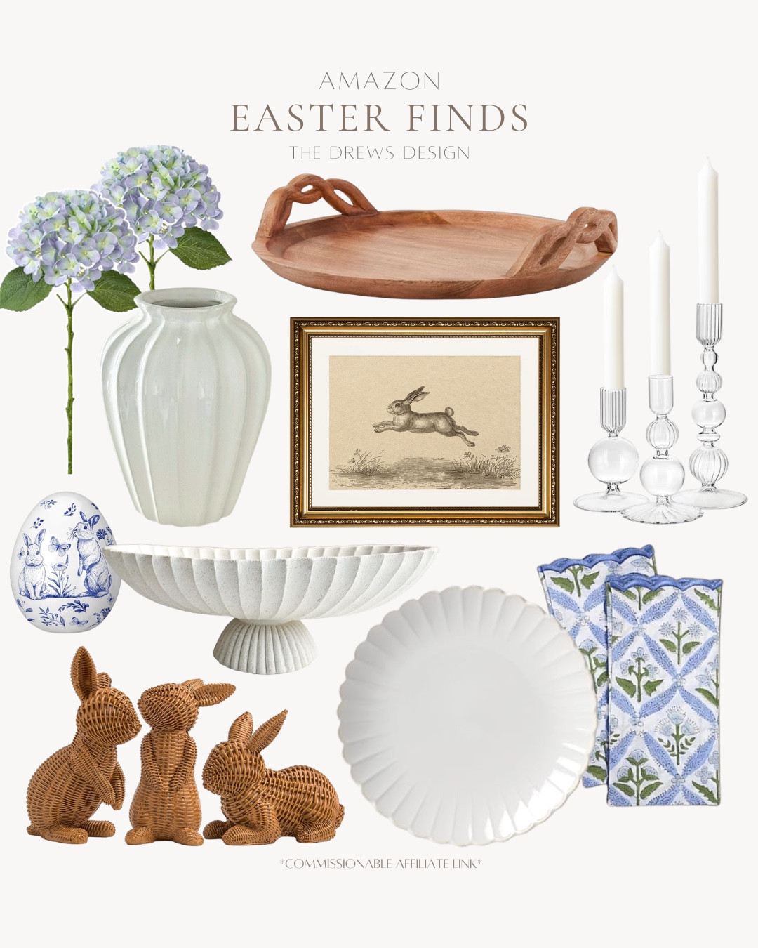 Easter entertaining finds include napkins, dinner plates, candle stick holders, decorative bowl, rattan rabbits, wall art, tray, vase, faux hydrangeas, decorative egg.

Home decor, Easter decor, Easter entertaining, Easter home decorr

#LTKvlog #LTKSeasonal #LTKHome
