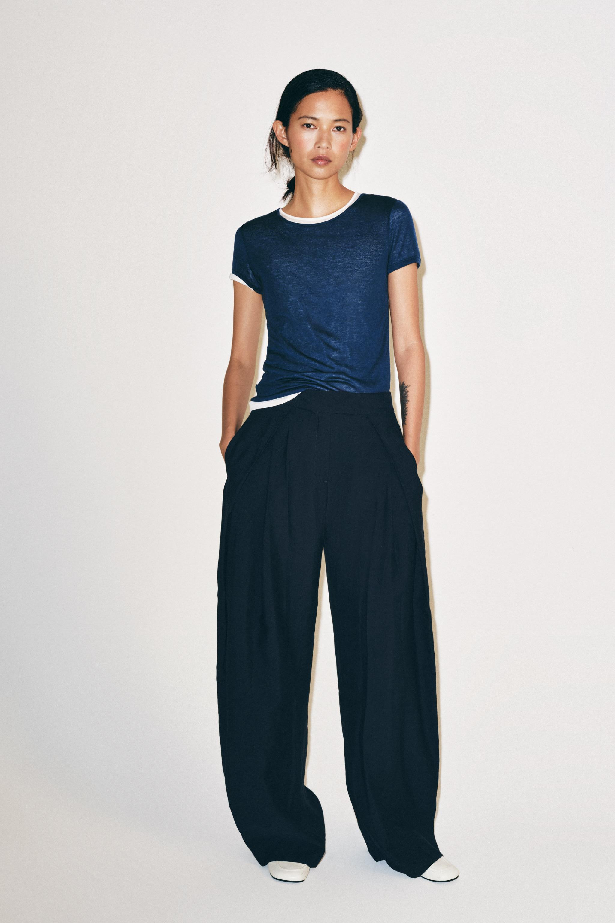 ZW COLLECTION WIDE LEG PLEATED PANTS | Zara US