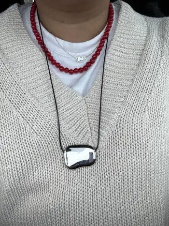 Stainless Steel GLOSSY BEAN ADJUSTABLE PENDANT NECKLACE For Music Festival/Live House | Cider