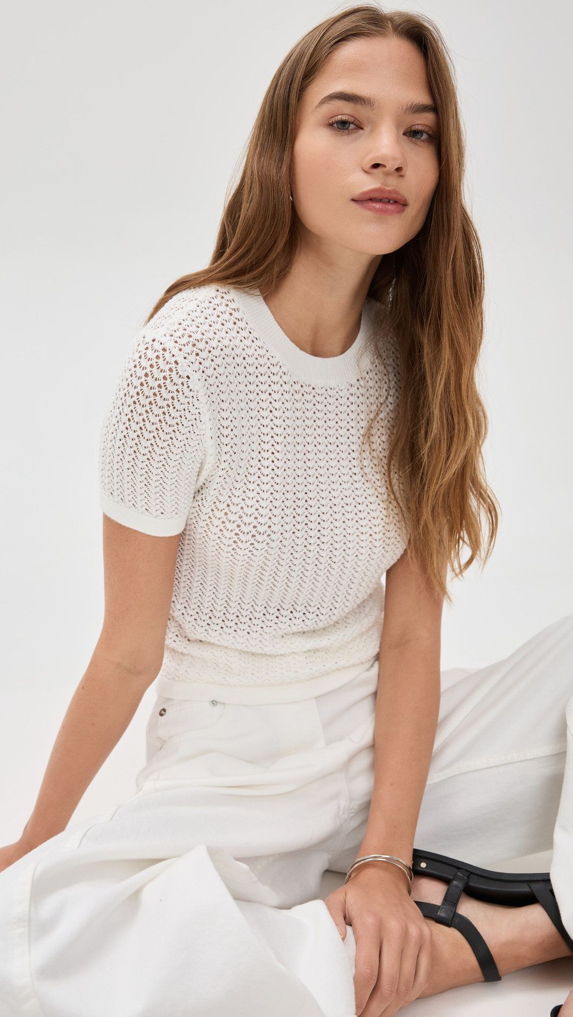 Joe's Jeans The Crochet Baby Tee Ecru M | Shopbop