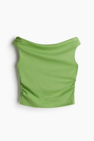 H & M - Draped Off-the-Shoulder Top - Green | H&M (US + CA)