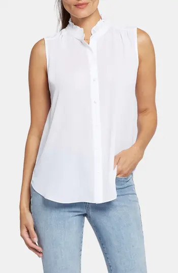 Print Ruffle Neck Sleeveless Top | Nordstrom