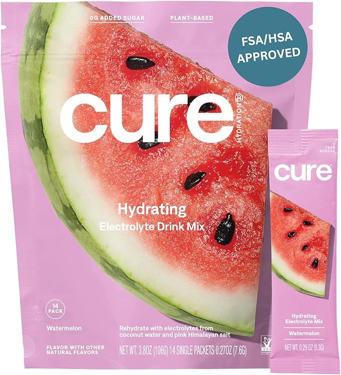 Cure Hydration | Plant-Based Electrolyte Drink Mix | No Added Sugar | Dehydration Relief Powder M... | Amazon (US)