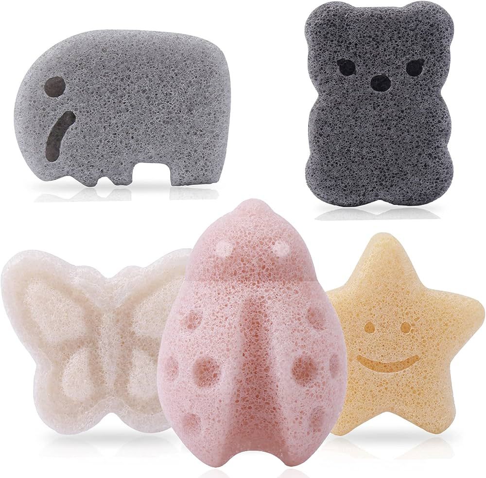 Konjac Baby Sponge for Bathing, Natural Kids Bath Sponges for Infants, Toddler Bath Time, Cute Sh... | Amazon (US)