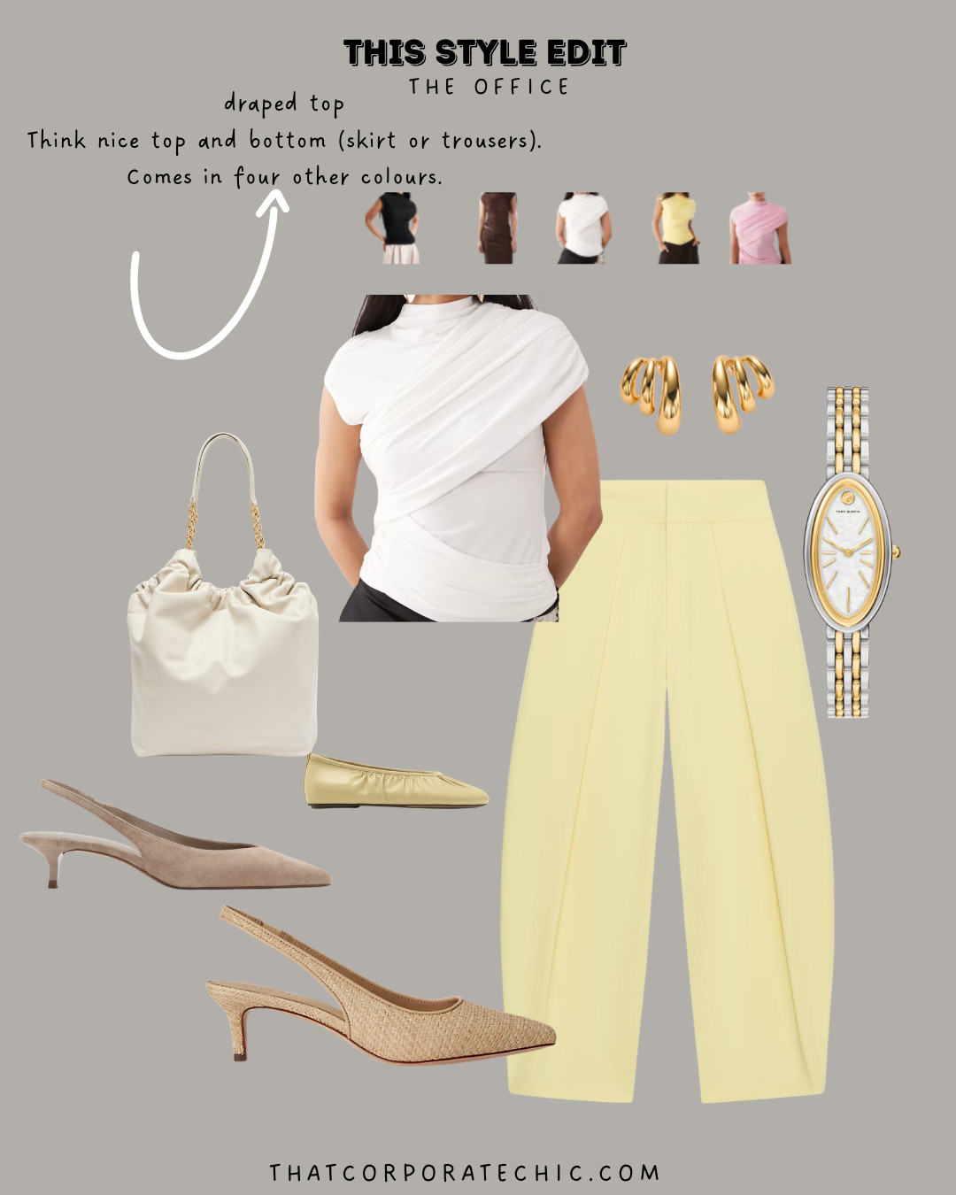 Statement draped top for the office and beyond, think nice top and bottom( Skirts and trousers).

I got this top in a size small. Take your size or size up if between sizes.

office blouse
work blouse
workwear
workwear style ideas
office wear essential
what to wear to the office stylishly 

 #LTKsummer #LTKworkwear #LTKstyletip