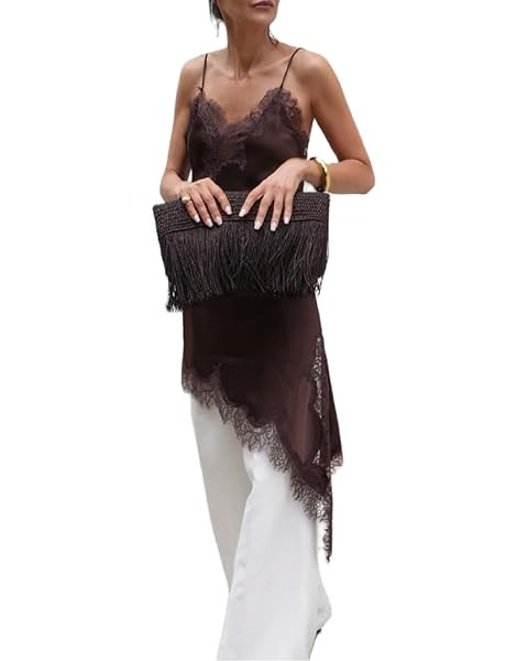 Women Lace Trim Camisole Tops Backless Spaghetti Strap Tank Top Sleeveless Flowy Tunic Blouses Su... | Amazon (US)