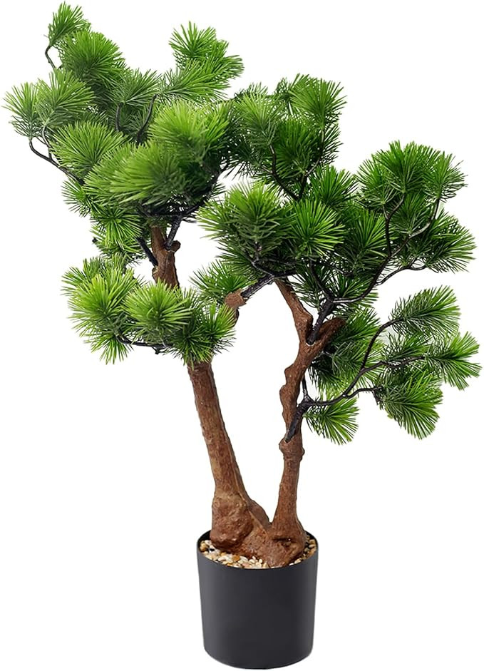 25 Inch Artificial Tree Fake Juniper Faux Plant in Pot Japanese Pine Bonsai for Home Decor Indoor... | Amazon (US)