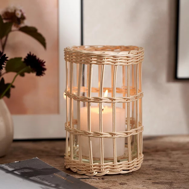 Ruskin Rattan Hurricane Candle Holder | The White Company US