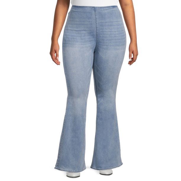 No Boundaries Juniors' Plus Size High Rise Flare Jeans | Walmart (US)