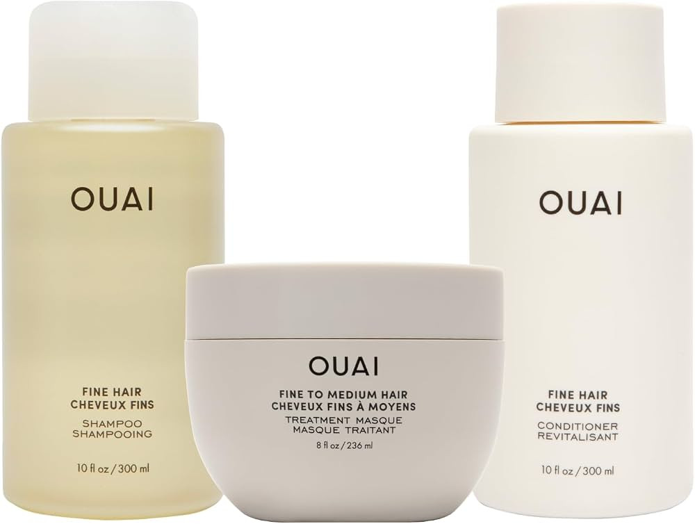 OUAI Fine Hair Treatment Bundle - Fine Hair Shampoo, Fine Hair Conditioner, Fine to Medium Hair T... | Amazon (US)