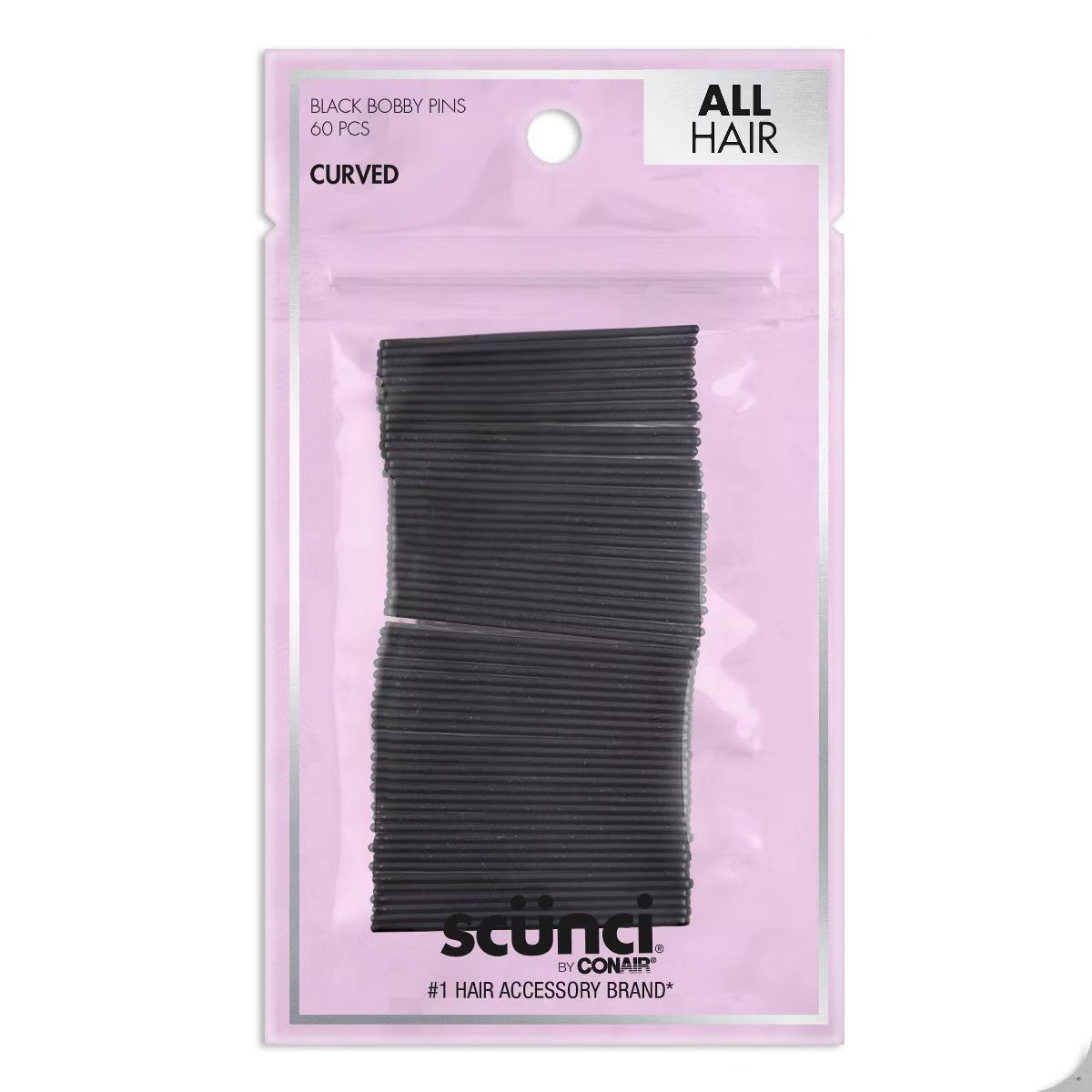 scünci Curved Metal Bobby Pins - Black - All Hair - 60pcs | Target