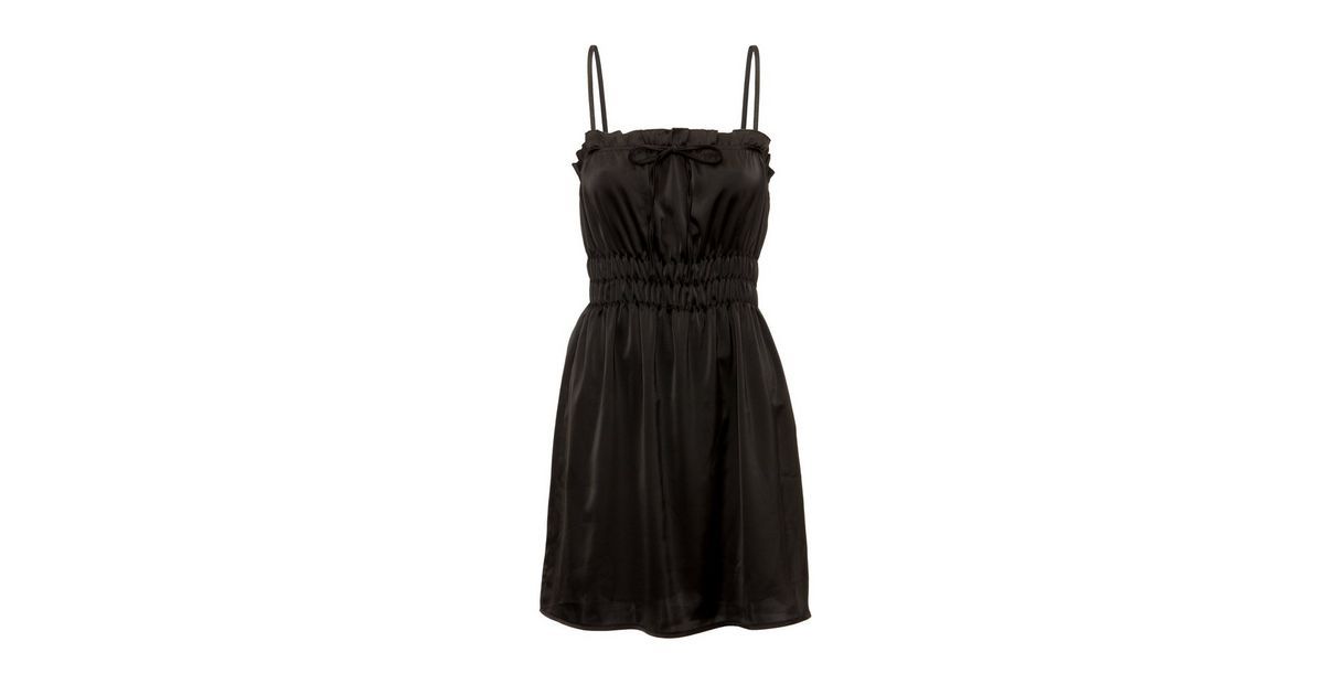 Cameo Rose Black Satin Strappy Mini Dress
						
						Add to Saved Items
						Remove from Saved... | New Look (UK)