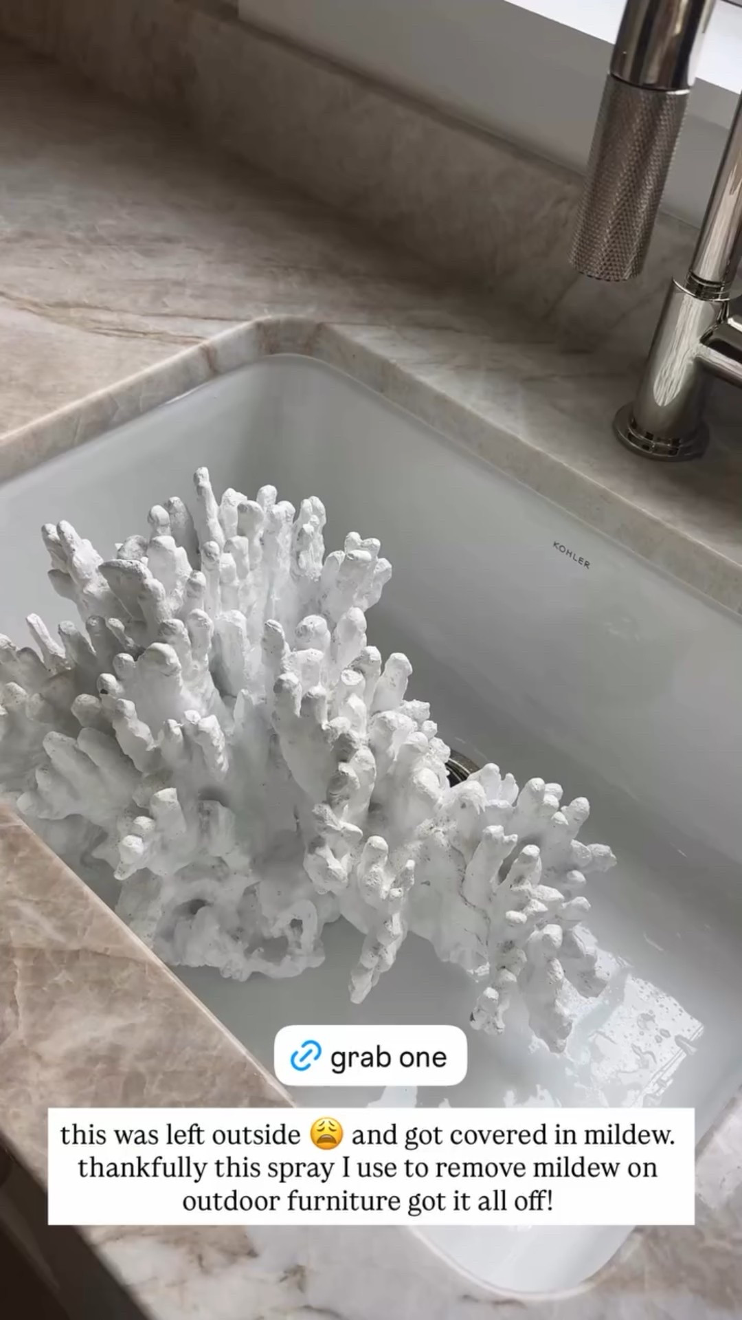 this was left outside 😩 and got covered in mildew. thankfully this spray I use to remove mildew on outdoor furniture got it all off!