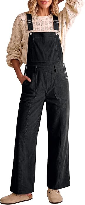 luvamia Corduroy Overalls for Women Baggy Wide Leg Bib Overall Jumpsuit | Amazon (US)