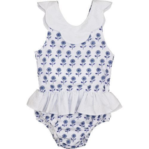 Navy And White Floral Swimsuit - Shipping Mid-June | Cecil and Lou