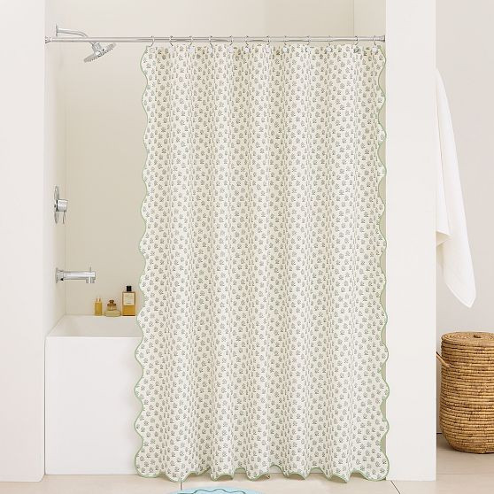 Begonia Shower Curtain, 72x74, Freshwater Blue | West Elm (US)