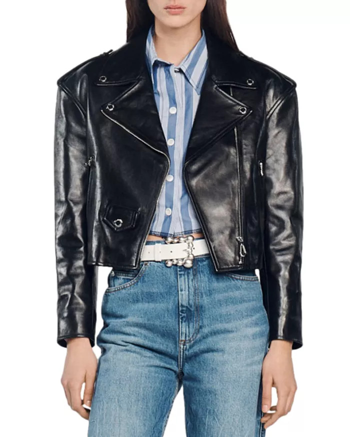 Jillan Wide Collar Leather Jacket | Bloomingdale's (US)