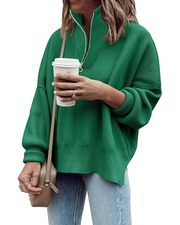 Imily Bela Womens Tunic Sweater Fall Long Sleeve 1/4 Zip Pullover Sweaters Oversized Slouchy Ribb... | Amazon (US)