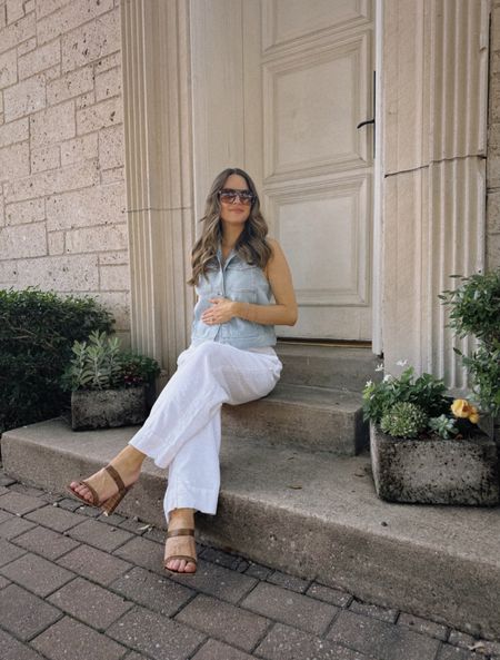 Living in linen pants these days! They are so great for a growing bump and warmer weather. Shoes are old but linked a similar pair for under $40!!
Codes for jewelry:
RW Fine: ALOPROFILE
Miranda Frye:
ALOPROFILE

#LTKStyleTip