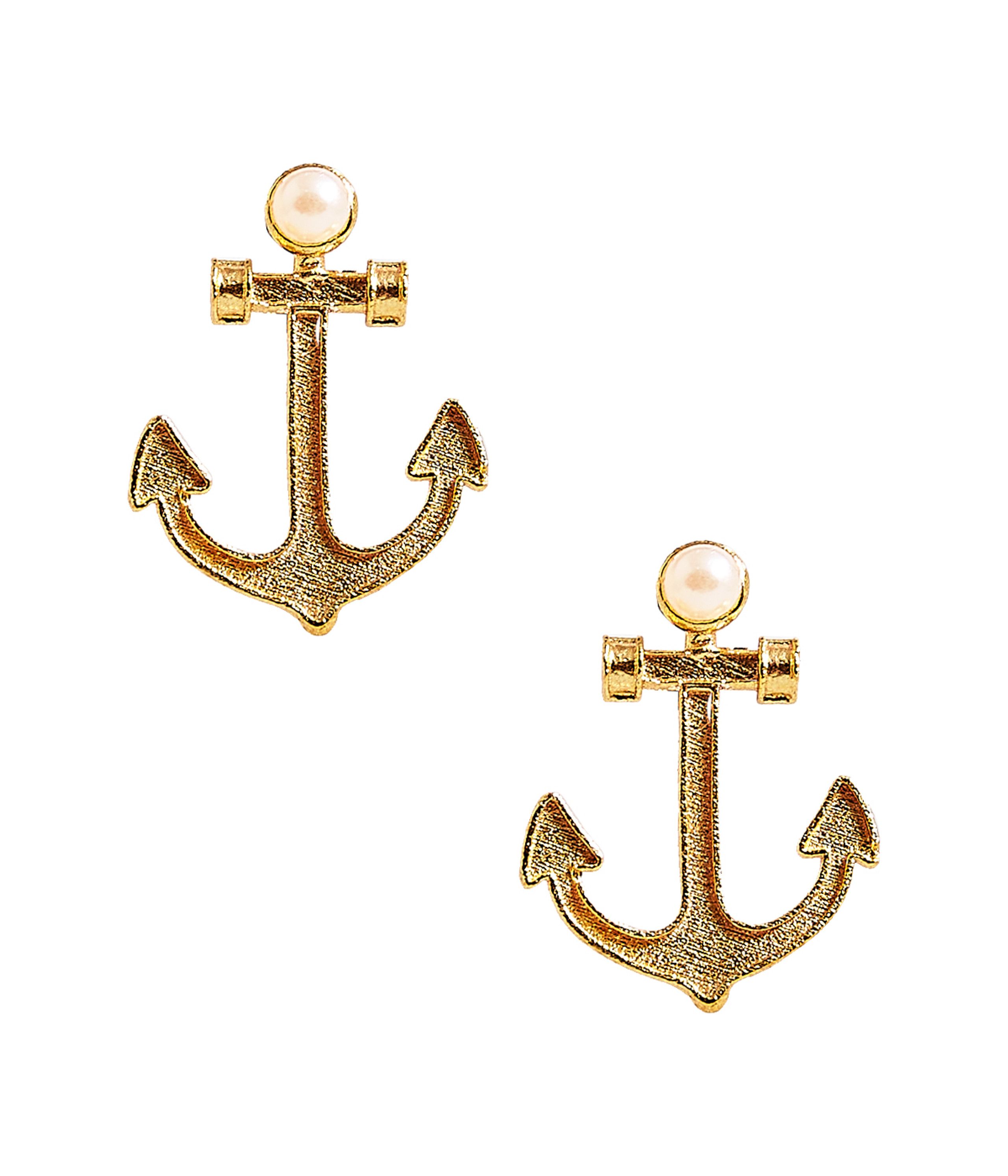 Anchor Stud with Pearl Top - Gold Stud | Lisi Lerch Inc