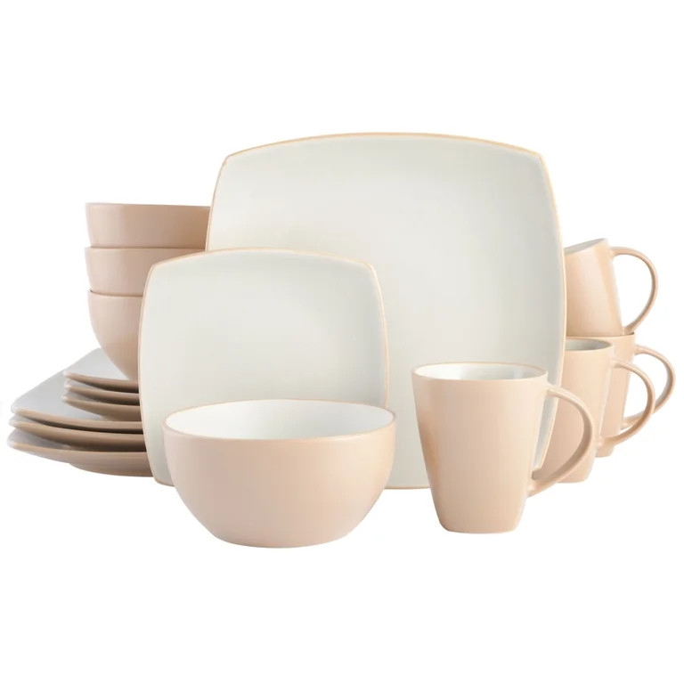 Gibson Home Soho Lounge Square Stoneware 16 Piece Dinnerware Set, Sand | Walmart (US)