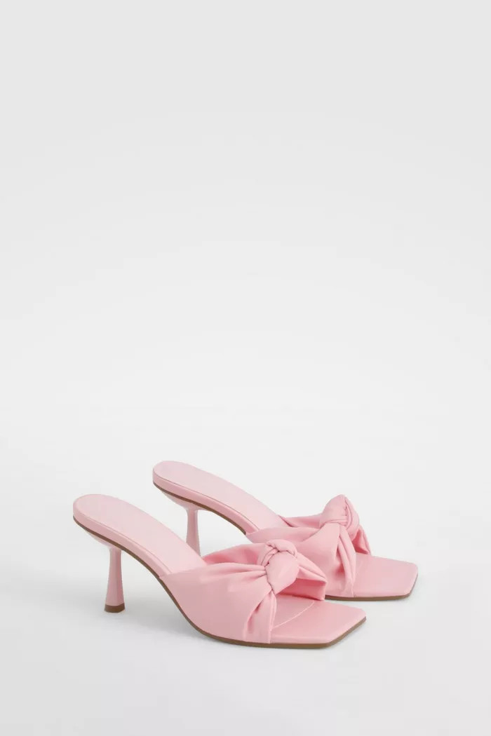 Padded Knot Front Heeled Mules | Boohoo.com (UK & IE)